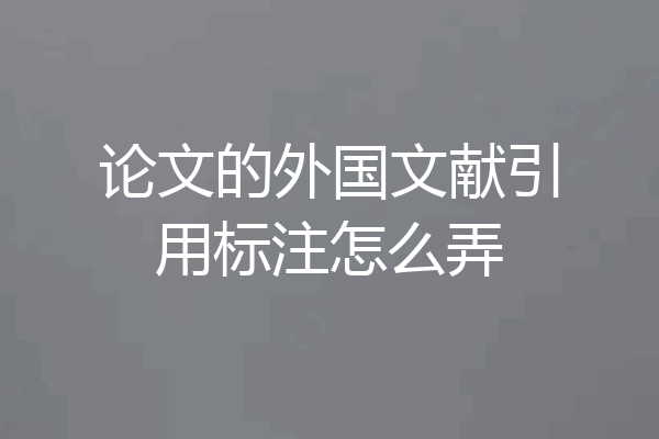 论文的外国文献引用标注怎么弄