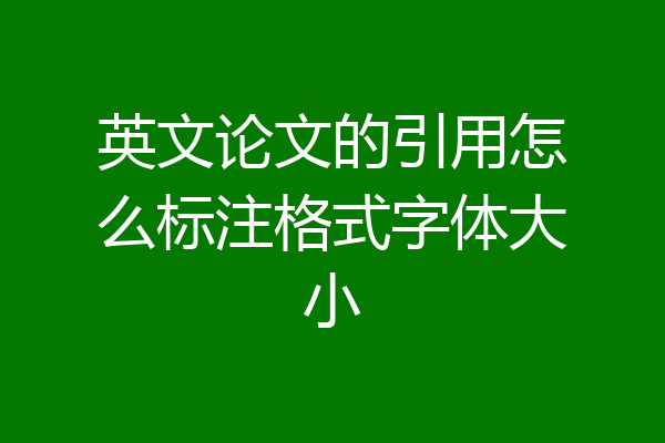 英文论文的引用怎么标注格式字体大小