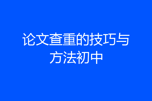论文查重的技巧与方法初中