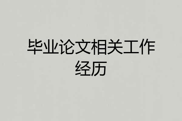 毕业论文相关工作经历