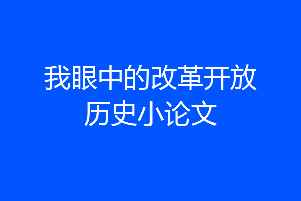 我眼中的改革开放历史小论文