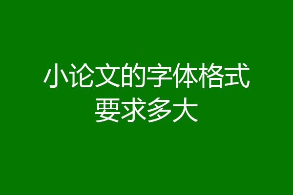 小论文的字体格式要求多大