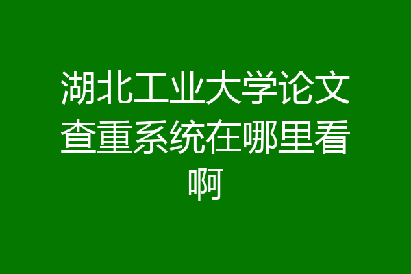 湖北工业大学论文查重系统在哪里看啊