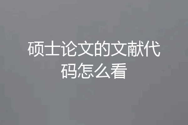 硕士论文的文献代码怎么看