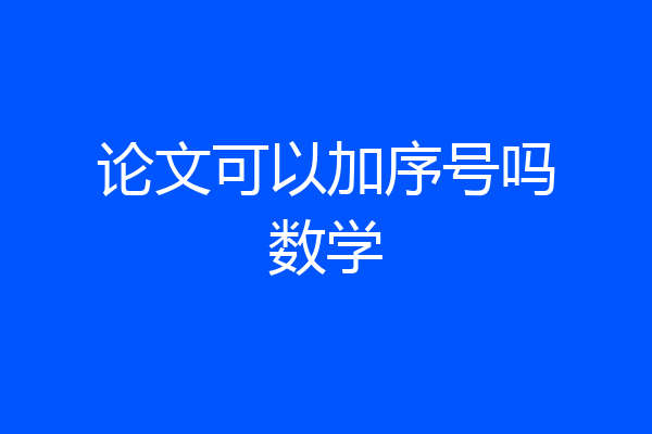 论文可以加序号吗数学