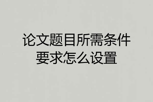 论文题目所需条件要求怎么设置