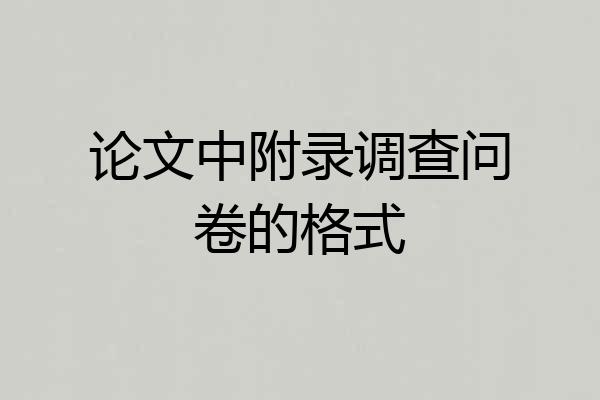 论文中附录调查问卷的格式