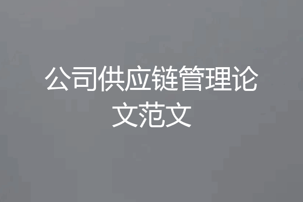 公司供应链管理论文范文