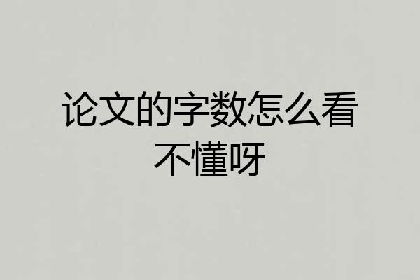 论文的字数怎么看不懂呀