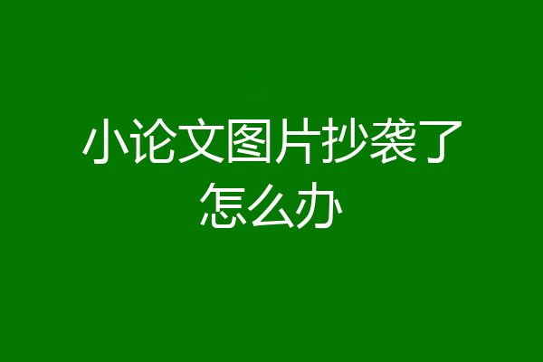 小论文图片抄袭了怎么办
