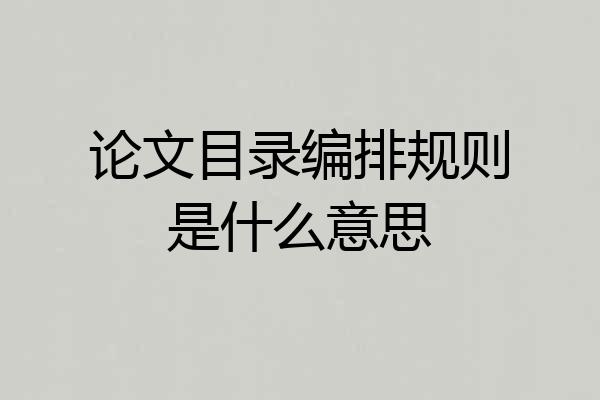 论文目录编排规则是什么意思