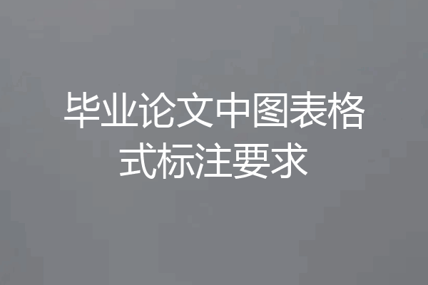 毕业论文中图表格式标注要求