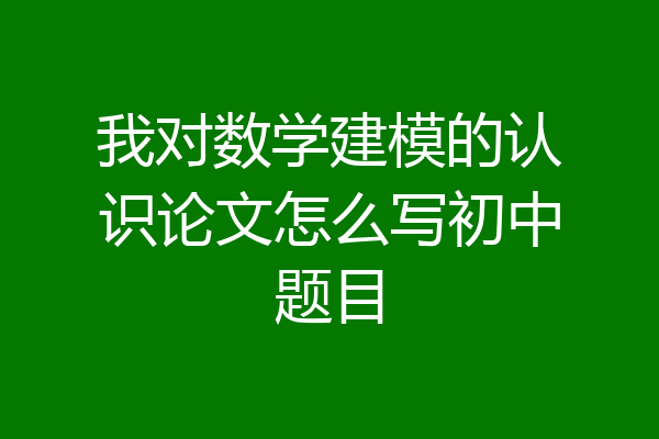 我对数学建模的认识论文怎么写初中题目