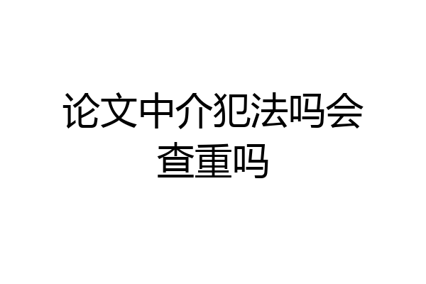 论文中介犯法吗会查重吗
