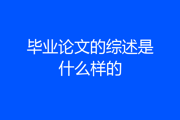 毕业论文的综述是什么样的