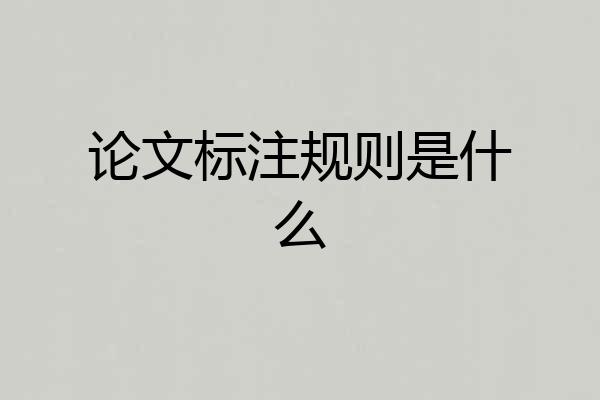 论文标注规则是什么
