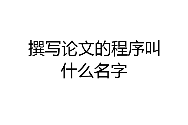撰写论文的程序叫什么名字