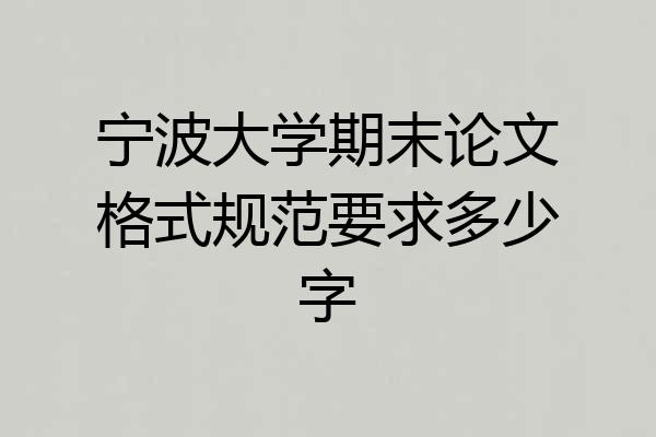 宁波大学期末论文格式规范要求多少字