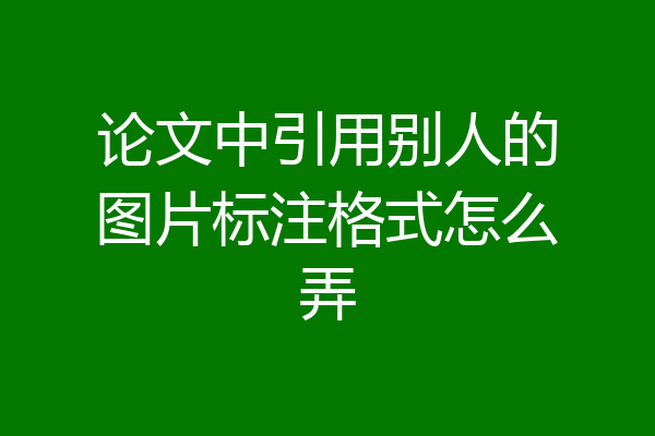 论文中引用别人的图片标注格式怎么弄