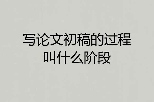 写论文初稿的过程叫什么阶段