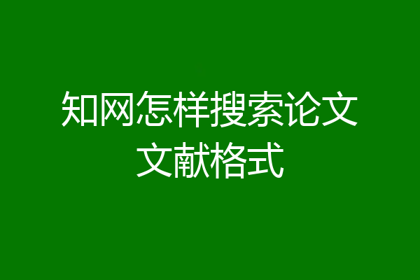 知网怎样搜索论文文献格式