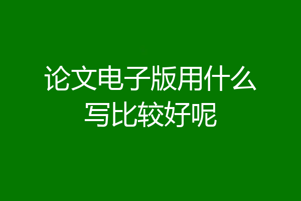 论文电子版用什么写比较好呢