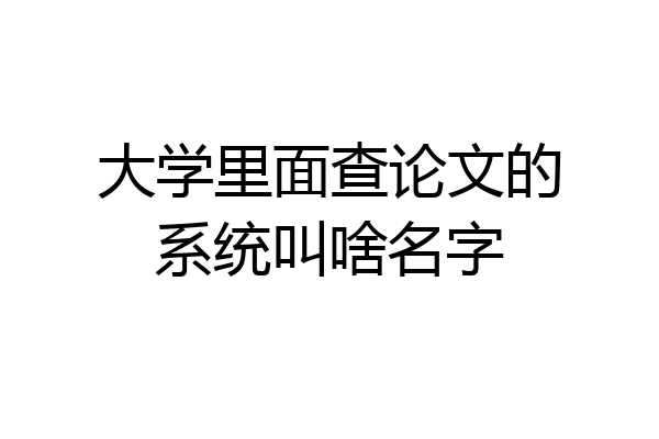 大学里面查论文的系统叫啥名字
