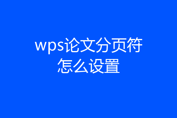 wps论文分页符怎么设置