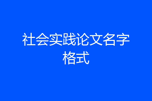 社会实践论文名字格式