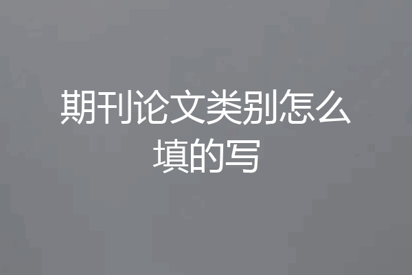 期刊论文类别怎么填的写