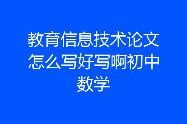 教育信息技术论文怎么写好写啊初中数学