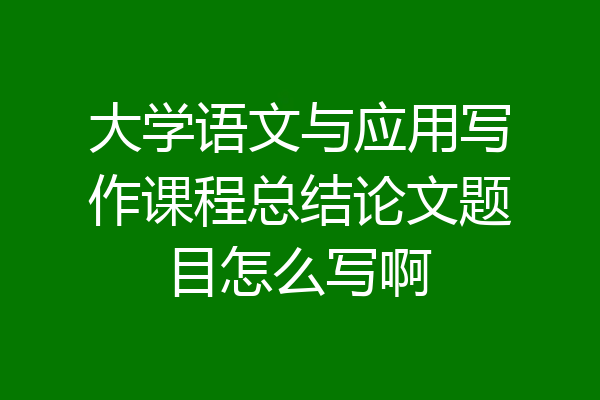 大学语文与应用写作课程总结论文题目怎么写啊