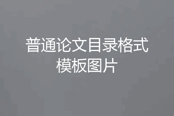 普通论文目录格式模板图片