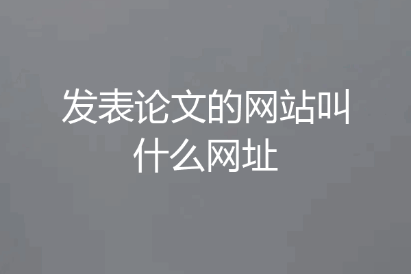发表论文的网站叫什么网址
