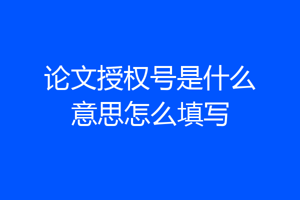 论文授权号是什么意思怎么填写