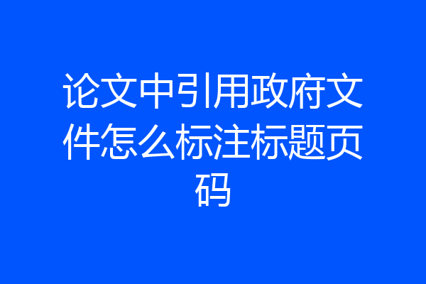 论文中引用政府文件怎么标注标题页码