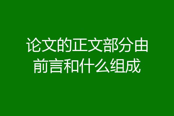 论文的正文部分由前言和什么组成