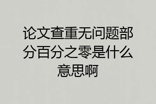 论文查重无问题部分百分之零是什么意思啊
