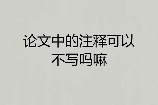论文中的注释可以不写吗嘛