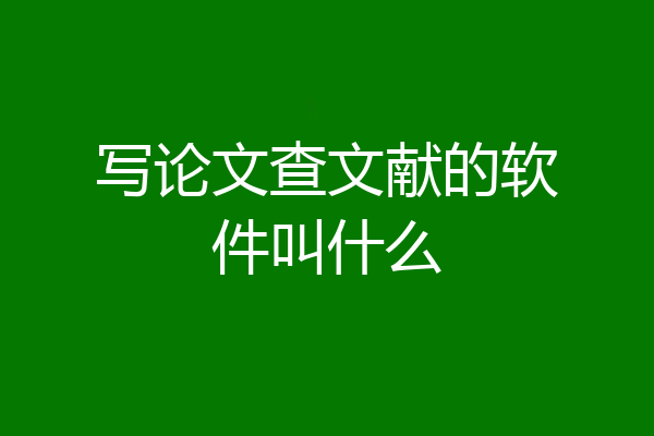 写论文查文献的软件叫什么