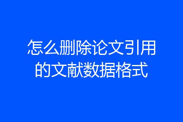 怎么删除论文引用的文献数据格式