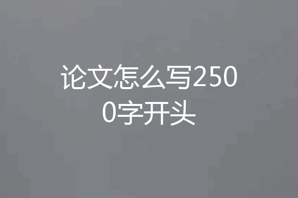 论文怎么写2500字开头