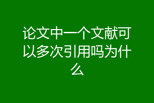 论文中一个文献可以多次引用吗为什么
