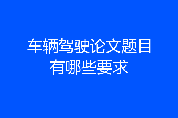 车辆驾驶论文题目有哪些要求
