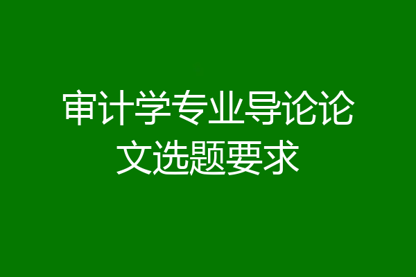 审计学专业导论论文选题要求