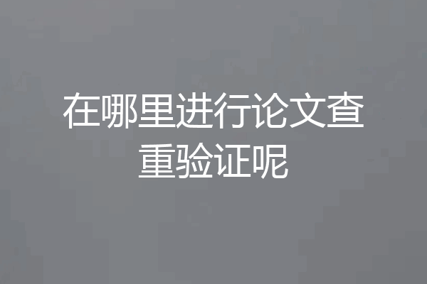在哪里进行论文查重验证呢
