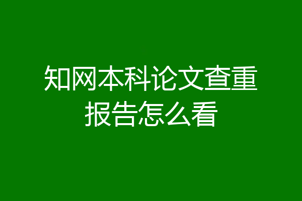 知网本科论文查重报告怎么看