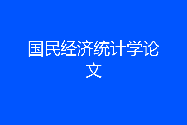 国民经济统计学论文