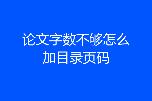 论文字数不够怎么加目录页码
