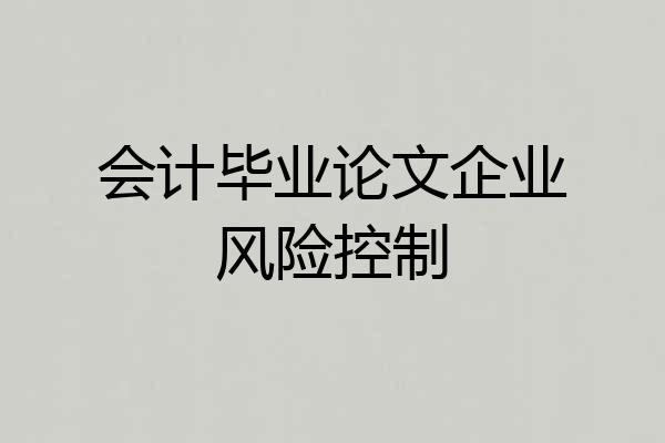 会计毕业论文企业风险控制